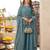 Blue hand embroidered silk blend kurta set