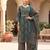 Teal floral printed cotton kurta set