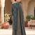 Teal floral printed cotton kurta set