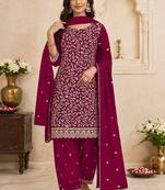 Rani pink faux georgette sequins work semi stitched salwar suits