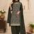 Olive green faux georgette sequins work semi stitched salwar suits