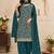 Teal faux georgette sequins work semi stitched salwar suits