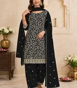 Black faux georgette sequins work semi stitched salwar suits