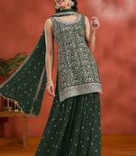 Green georgette hand embroidery semi stitched salwar suits