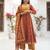 Rust floral printed cotton kurta set