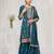 Peacock blue fancy fabric hand embroidery semi stitched salwar suits