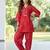 Red floral printed cotton kurta set