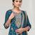 Peacock blue fancy fabric hand embroidery semi stitched salwar suits