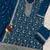 Peacock blue fancy fabric hand embroidery semi stitched salwar suits
