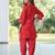 Red floral printed cotton kurta set