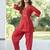 Red floral printed cotton kurta set