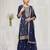 Navy blue fancy fabric hand embroidery semi stitched salwar suits