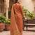 Rust floral printed cotton kurta set