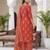 Rust floral printed cotton kurta set