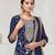 Navy blue fancy fabric hand embroidery semi stitched salwar suits