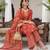 Rust floral printed cotton kurta set