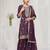 Deep purple fancy fabric hand embroidery semi stitched salwar suits