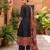Black floral printed cotton kurta set