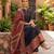 Black floral printed cotton kurta set
