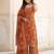 Rust floral printed cotton kurta set