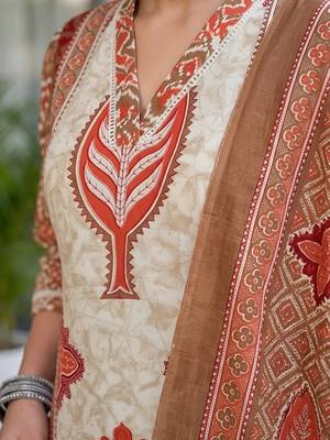 Rust floral printed cotton kurta set 4