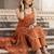 Rust floral printed cotton kurta set