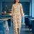 Cream floral printed viscose rayon kurta set