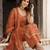 Rust floral printed cotton kurta set