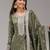 Olive green silk blend zari work semi stitched salwar suits