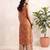 Rust floral printed viscose rayon kurta set