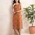 Rust floral printed viscose rayon kurta set