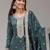 Dark green silk blend zari work semi stitched salwar suits