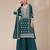 Teal faux georgette zari work semi stitched salwar suits