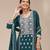 Teal faux georgette zari work semi stitched salwar suits