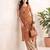 Rust floral printed viscose rayon kurta set