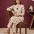 Cream floral printed viscose rayon kurta set