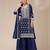 Royal blue faux georgette zari work semi stitched salwar suits