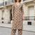 Off white floral printed viscose rayon kurta set