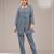 Steel grey blue faux georgette floral print semi stitched salwar suits
