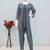 Steel grey blue faux georgette floral print semi stitched salwar suits