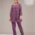Plum purple faux georgette floral print semi stitched salwar suits