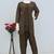 Muted brown faux georgette floral print semi stitched salwar suits