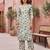 White floral printed viscose rayon kurta set