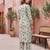 White floral printed viscose rayon kurta set