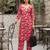 Pink floral printed viscose rayon kurta set