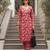 Pink floral printed viscose rayon kurta set