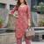 Mauve floral printed viscose rayon kurta set