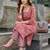 Mauve floral printed viscose rayon kurta set