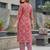Mauve floral printed viscose rayon kurta set
