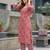 Mauve floral printed viscose rayon kurta set